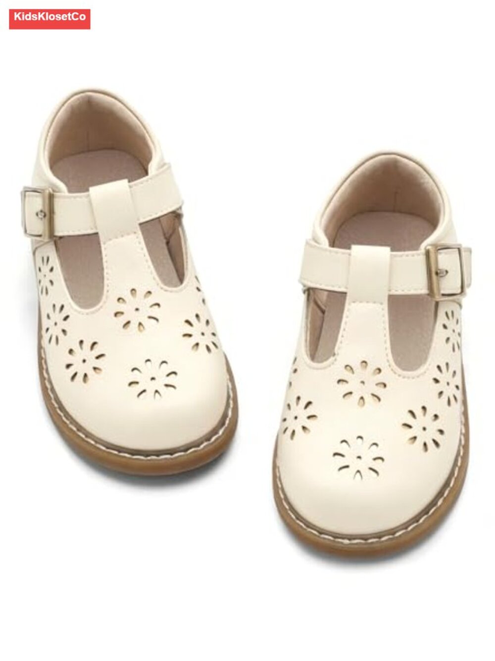 Toddler Girls Faux Leather Mary Jane Flats with Hook & Loop Closure